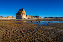 Drought At Lone Rock Beach With Low Water Levels, Page Arizona, America, USA.