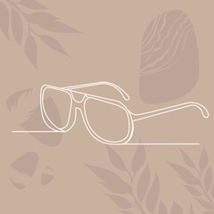 Sticker - glasses one line drawing, on an abstract background, sketch, vector