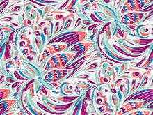 Seamless Pattern With Multicolor Paisley Print.