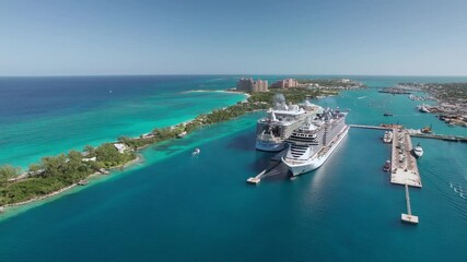 Wall Mural - The drone aerial footage of Paradise Island, Nassau, New Providence, Bahamas.