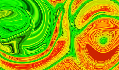 Wall Mural - Abstract bright colorful pastel green, yellow orange light background. Creative mood. Trippy digital backdrop. Psychedelic art illustration. Vibrant banner. Kaleidoscopic structure. Digital screen.