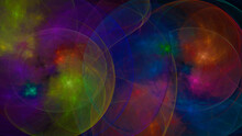 Abstract Background Neon Blue And Yellow Balloons. Space Background