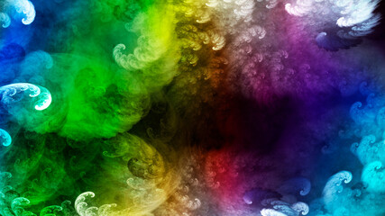 Wall Mural - abstract multicolored beautiful fractal background in the form of clouds and feathers and is suitabl