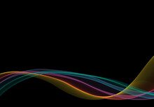 Abstract Rainbow Wave On Black Background Futuristic Backdrop