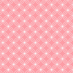 Aufkleber - Pattern seamless white line circle abstract background pink luxury color geometric vector. Summer design. Sashiko Japanese hand embroidery running stitch. 