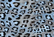 Full Seamless Leopard Cheetah Animal Skin Pattern. Ornamental Blue Gray Design For Women Textile Fabric Printing. Suitable For Trendy Fashion Use.