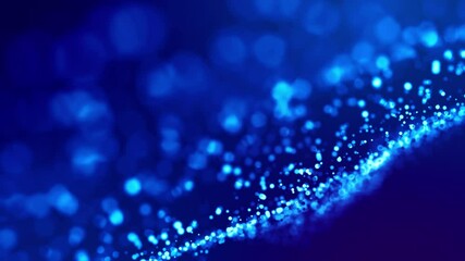 Wall Mural - magic blue glowing particles flow in viscous liquid and bright glisten. science fiction. luma matte 