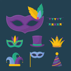 Wall Mural - eight mardi gras items