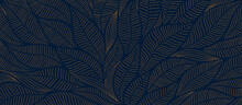 Luxury Floral Pattern With Hand Drawn Leaves. Elegant Astract Background In Minimalistic Linear Style.