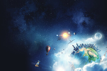 Wall Mural - our planet earth . mixed media