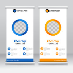 Wall Mural - Roll-up banner stands template design. Vertical banner template. Universal stands for conference, seminar, exhibitions, promo banner vector background. Modern publication x-banner and flag-banner.