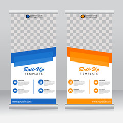 Wall Mural - Roll-up banner stands template design. Vertical banner template. Universal stands for conference, seminar, exhibitions, promo banner vector background. Modern publication x-banner and flag-banner.