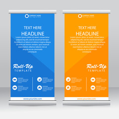 Wall Mural - Roll-up banner stands template design. Vertical banner template. Universal stands for conference, seminar, exhibitions, promo banner vector background. Modern publication x-banner and flag-banner.