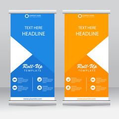 Wall Mural - Roll-up banner stands template design. Vertical banner template. Universal stands for conference, seminar, exhibitions, promo banner vector background. Modern publication x-banner and flag-banner.