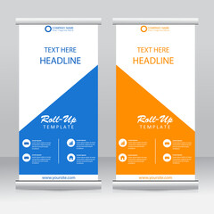 Wall Mural - Roll-up banner stands template design. Vertical banner template. Universal stands for conference, seminar, exhibitions, promo banner vector background. Modern publication x-banner and flag-banner.