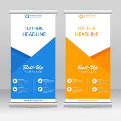 Wall Mural - Roll-up banner stands template design. Vertical banner template. Universal stands for conference, seminar, exhibitions, promo banner vector background. Modern publication x-banner and flag-banner.