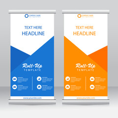 Wall Mural - Roll-up banner stands template design. Vertical banner template. Universal stands for conference, seminar, exhibitions, promo banner vector background. Modern publication x-banner and flag-banner.