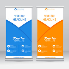 Wall Mural - Roll-up banner stands template design. Vertical banner template. Universal stands for conference, seminar, exhibitions, promo banner vector background. Modern publication x-banner and flag-banner.