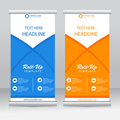 Wall Mural - Roll-up banner stands template design. Vertical banner template. Universal stands for conference, seminar, exhibitions, promo banner vector background. Modern publication x-banner and flag-banner.
