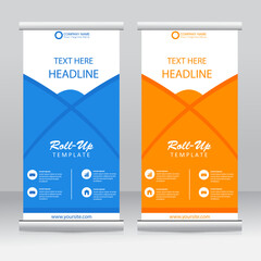 Wall Mural - Roll-up banner stands template design. Vertical banner template. Universal stands for conference, seminar, exhibitions, promo banner vector background. Modern publication x-banner and flag-banner.