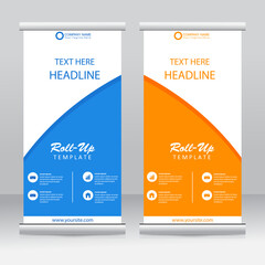 Wall Mural - Roll-up banner stands template design. Vertical banner template. Universal stands for conference, seminar, exhibitions, promo banner vector background. Modern publication x-banner and flag-banner.