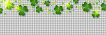 St.Patrick's Day Vector Banner Template. Colorful Clover Leaves On Transparent Background
