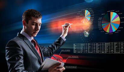 Wall Mural - Business graph and trade monitor