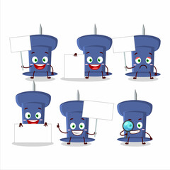 Poster - Blue push pin cartoon character bring information board