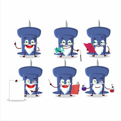 Sticker - Professor blue push pin academic cartoon character working on laboratory