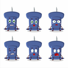 Canvas Print - Character cartoon of blue push pin with scared expression