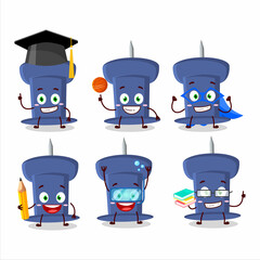 Wall Mural - School student of blue push pin cartoon character with various expressions