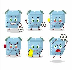 Canvas Print - Blue sticky notes cartoon character working as a Football referee