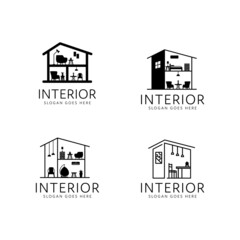 Sticker - simple home interior logo collection monoline style design