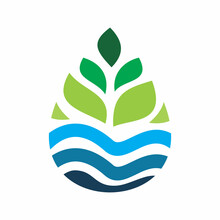 Gren Blue Water Drop Nature Wave Leaf Logo Design