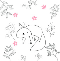 Sticker - Seamless childish pattern with cute animals in black and white style. Vector illustration. Beautiful animals. Creative scandinavian kids textures for fabric, wrapping, textile, wallpaper, clothes.