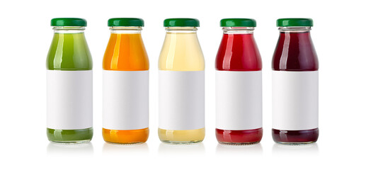 Poster - juice in glass bottles isolated on white