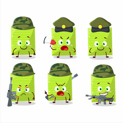 Wall Mural - A charming soldier green sticky notes cartoon picture bring a gun machine