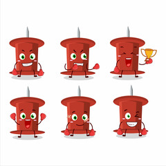 Sticker - A sporty red push pin boxing athlete cartoon mascot design