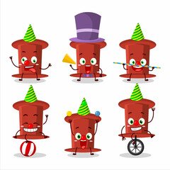 Poster - Cartoon character of red push pin with various circus shows