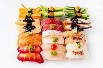 Wall Mural - Mix sushi isolated in white background