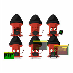 Canvas Print - A Hacker red push pin character mascot with