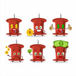 Red push pin cartoon character with cute emoticon bring money