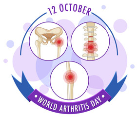 Sticker - World Arthritis Day banner with red pain circles on human bones