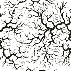 Wall Mural - Root system seamless pattern, underground plant silhouette. Branched black trees or plants roots vector background illustration. Tree roots pattern