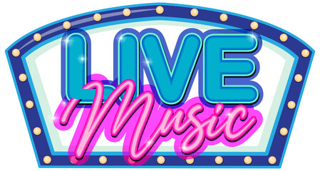 Wall Mural - live music logo design with neon hand drawn font