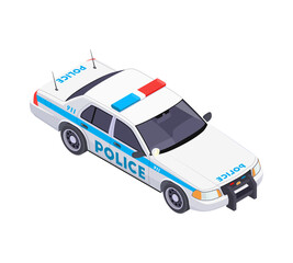 Wall Mural - Isometric Police Car Composition