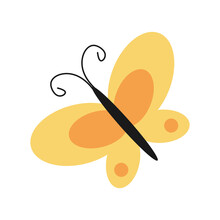 Vector Cute Yellow Butterfly. Insect Clipart.