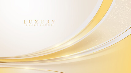 Wall Mural - Elegant golden curve with glittering light effect decoration. Modern abstract background design.