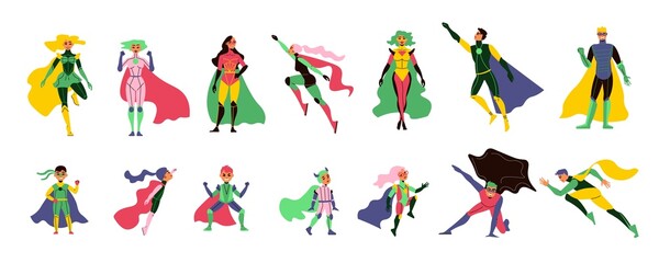 Sticker - Superhero Characters Flat Set