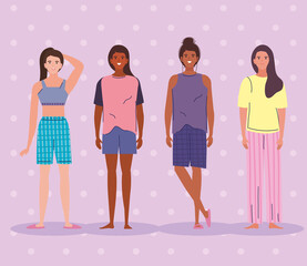 Wall Mural - four female sleepwear models